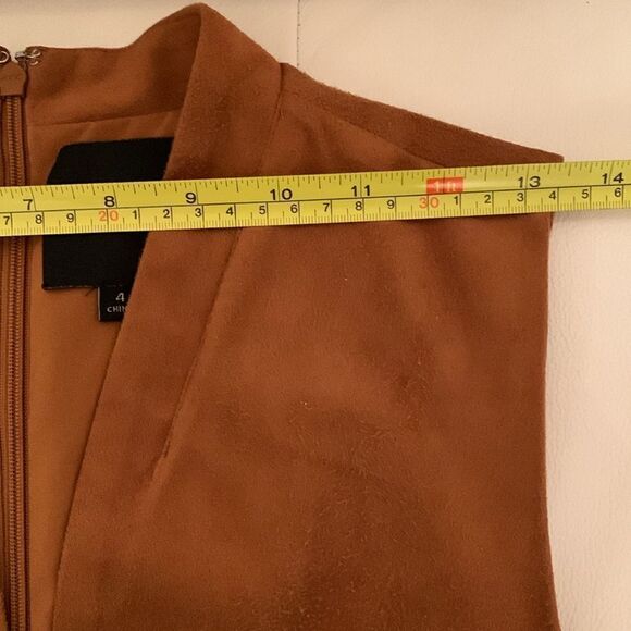 Alex Marie Faux Suede V-Neck Zipper Closure Brown Size 4 - Picture 3 of 10